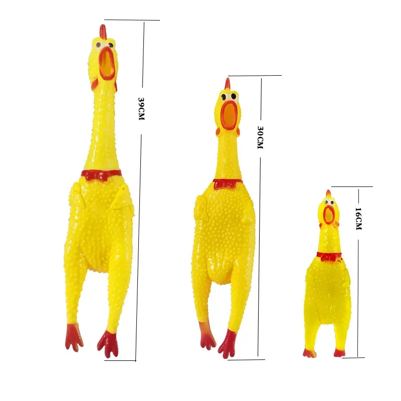 New Pets Dog Squeak Toys Screaming Chicken Squeeze Sound Dog Chew Toy Durable Funny Yellow Rubber Vent Chicken 17CM 31CM 40CM