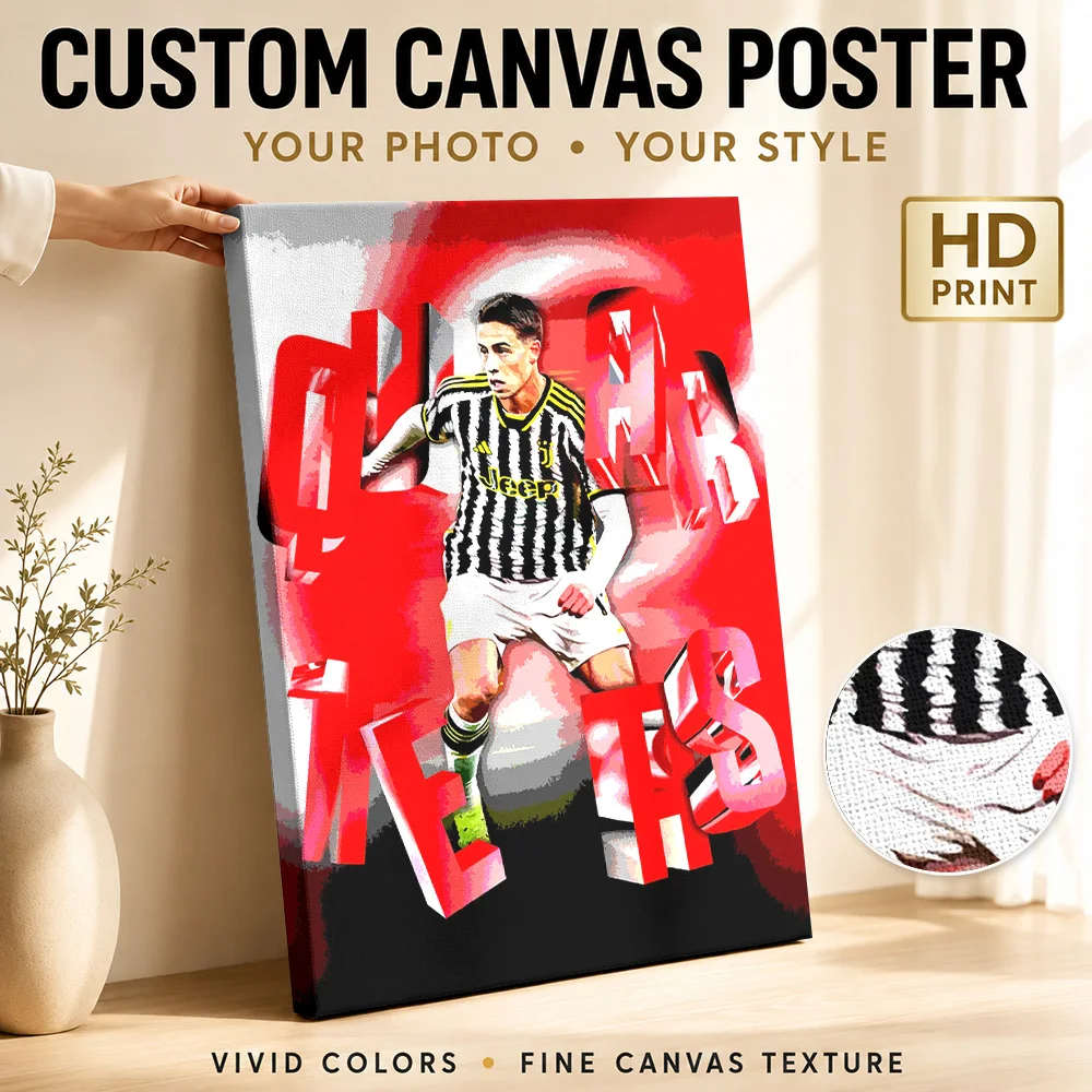 Soccer Championship Typography Canvas Poster Vintage Style Canvas Wall Art With Customized Photo For Home Gym Ideal Coach Gift