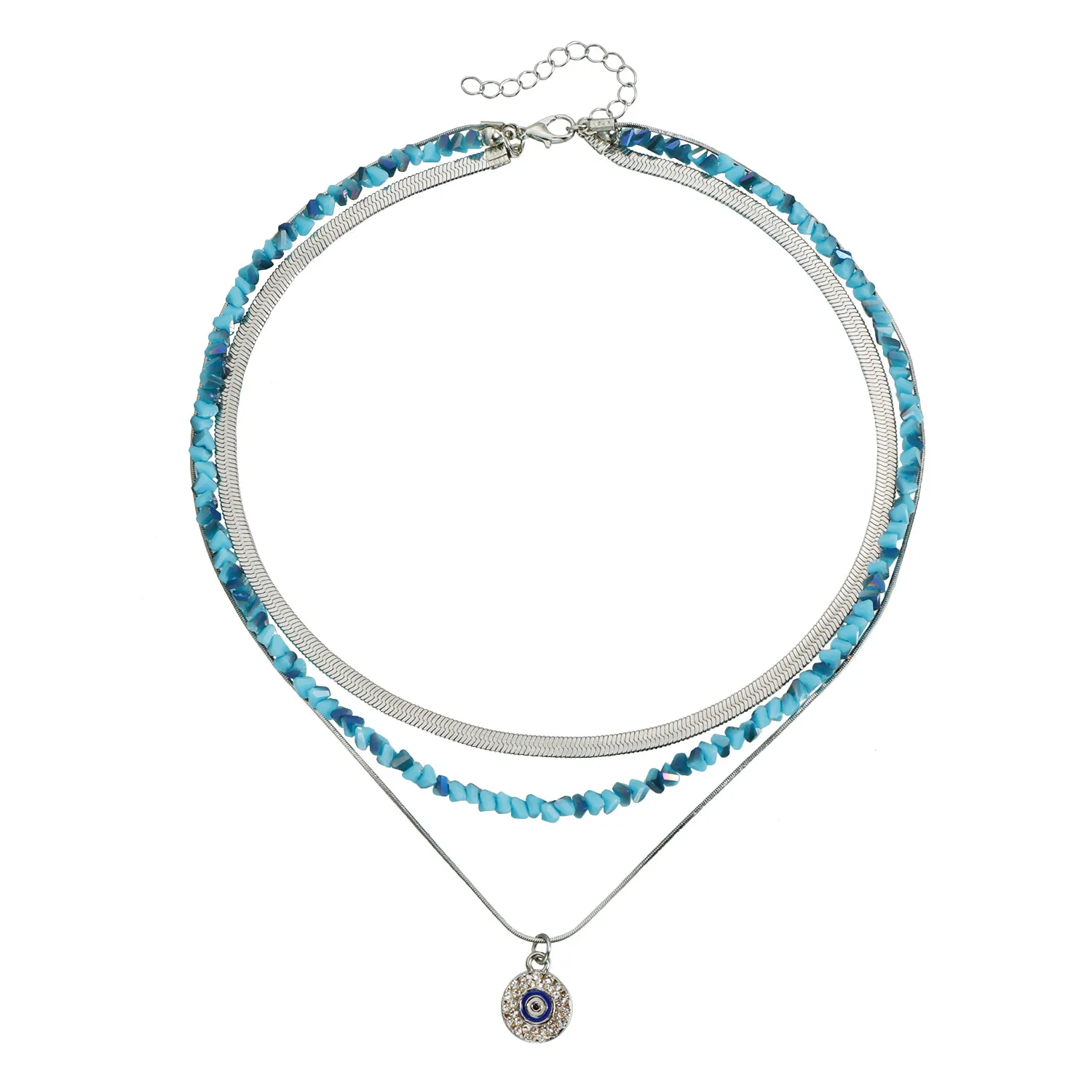 New Fashionable and Trendy Accessories Devil 's Eye Cut Blue Crystal Trendy Style Necklace for Women Festival  Gift