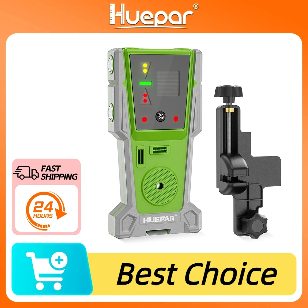 Detector de Laser Huepar para Nível de Laser para Feixe Verde e Vermelho com Display Led Lâmpada Dupla Magnética e Campainha de 90 db
