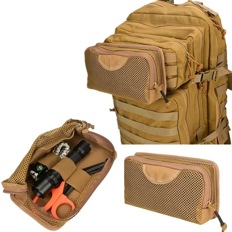 Tactical Backpack Bag Insert Modular Organizer Hook Fasteners Mesh Pocket Utility Admin Pouch Hunting Nylon Zipper Closure