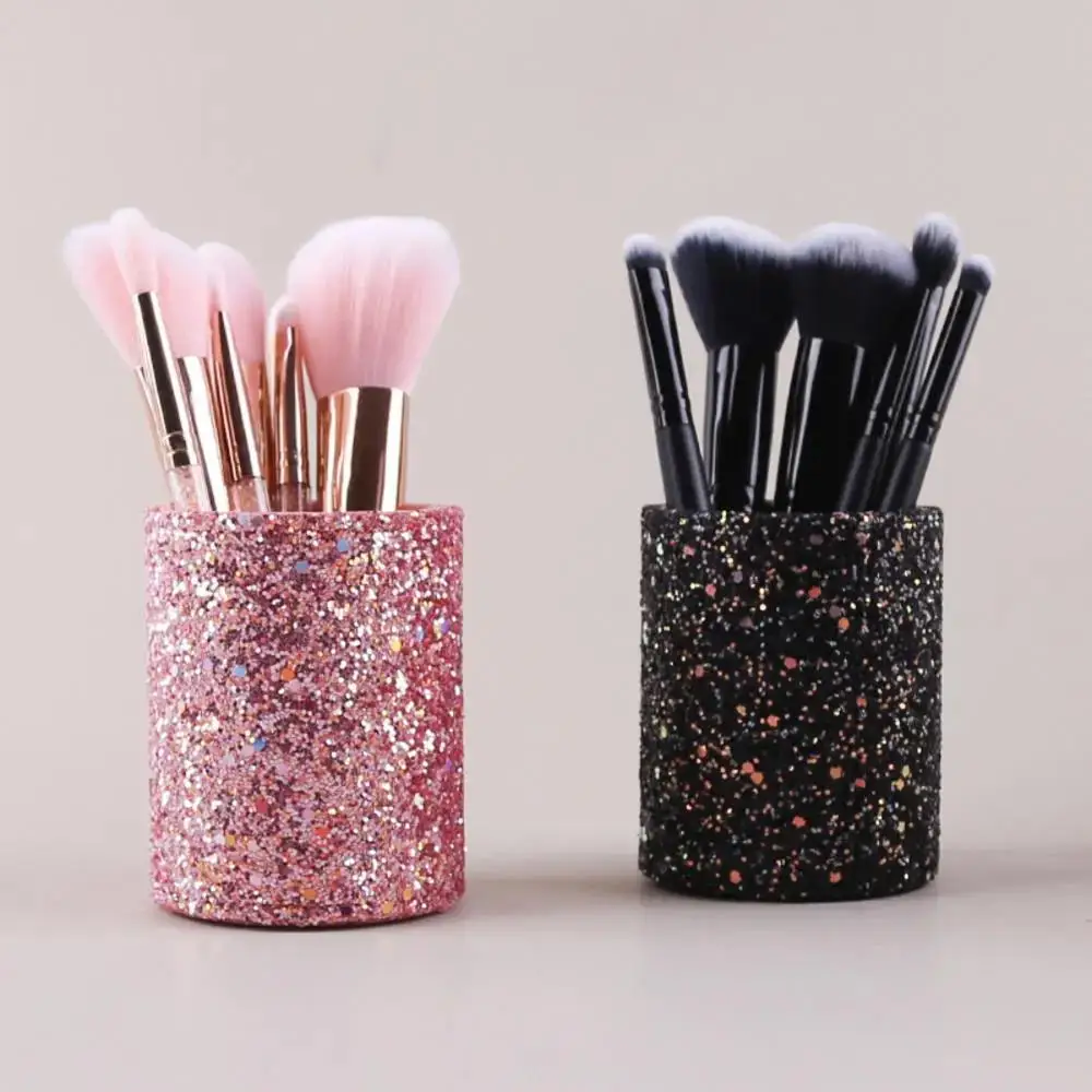 Sparkling Makeup Brush Bucket Cosmetic Storage Pen Box For Desktop Pencil Vase Comb Lipstick Brush Container Home Storage Box