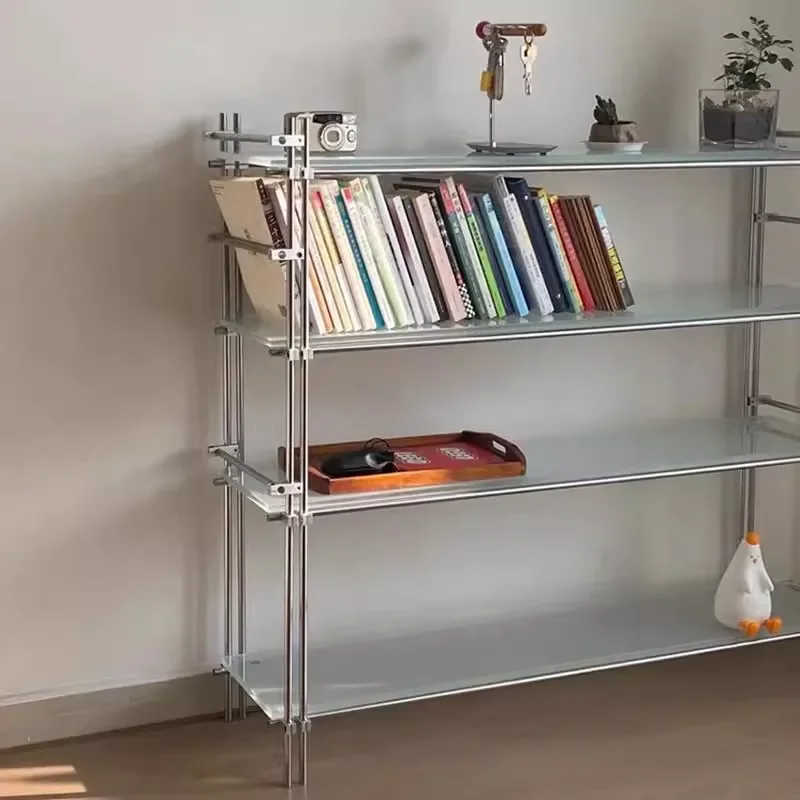 Medieval style optical axis acrylic shelf floor-to-ceiling multi-layer storage rack living room bedroom home bookshelf