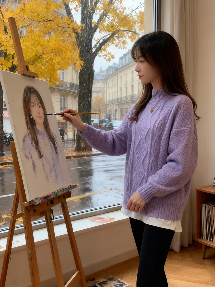 Koreanische Sle Trendy Herbst Neue Lose Mid-Länge Gespleißt Pullover frauen Faion Streetwear Komfortable Lange Sve runde Ne