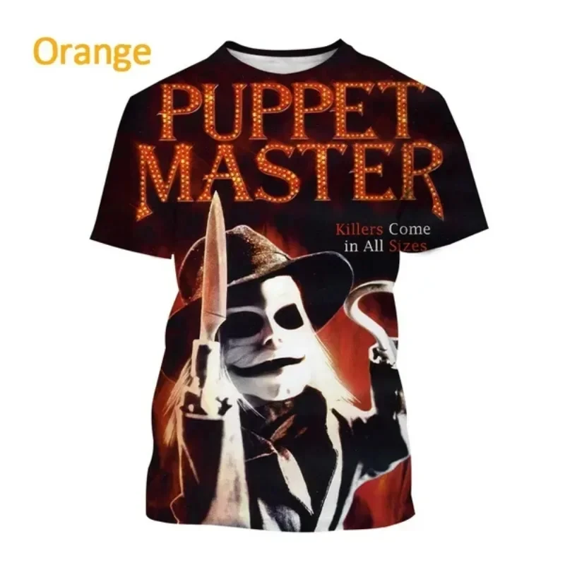 Hot selling horror movie Puppet Master 3D printed men\'s fashionable casual short sleeved hip-hop oversized Y2K unisex clothing