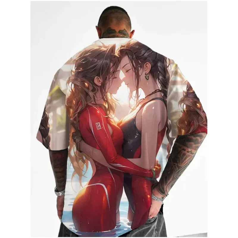 Hot Selling Fashion Anime Girl 3D Printed Men's T-shirt Oversized Hip-hop Trend Loose Casual Street Round Neck Clothing T-shirt