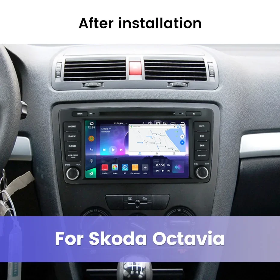 For Skoda Octavia 2 A5 2004-2013 Android 14 Car Radio Multimedia Video Player Navigation GPS 1Din DVD Autoradio For Carplay Auto