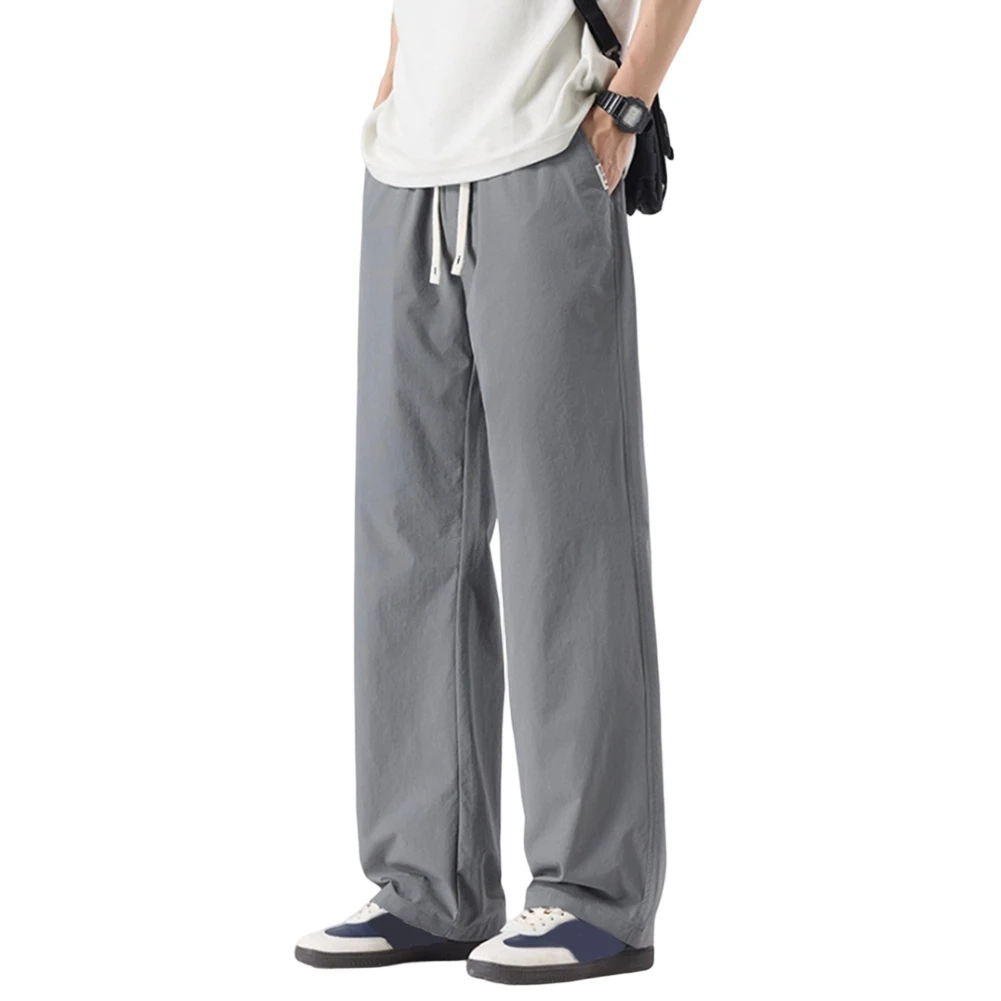 Men's Polyester Sweatpants Straight Leg Cut Full Length Casual Trousers for Streetwear Sports Comfortable Loose Fit