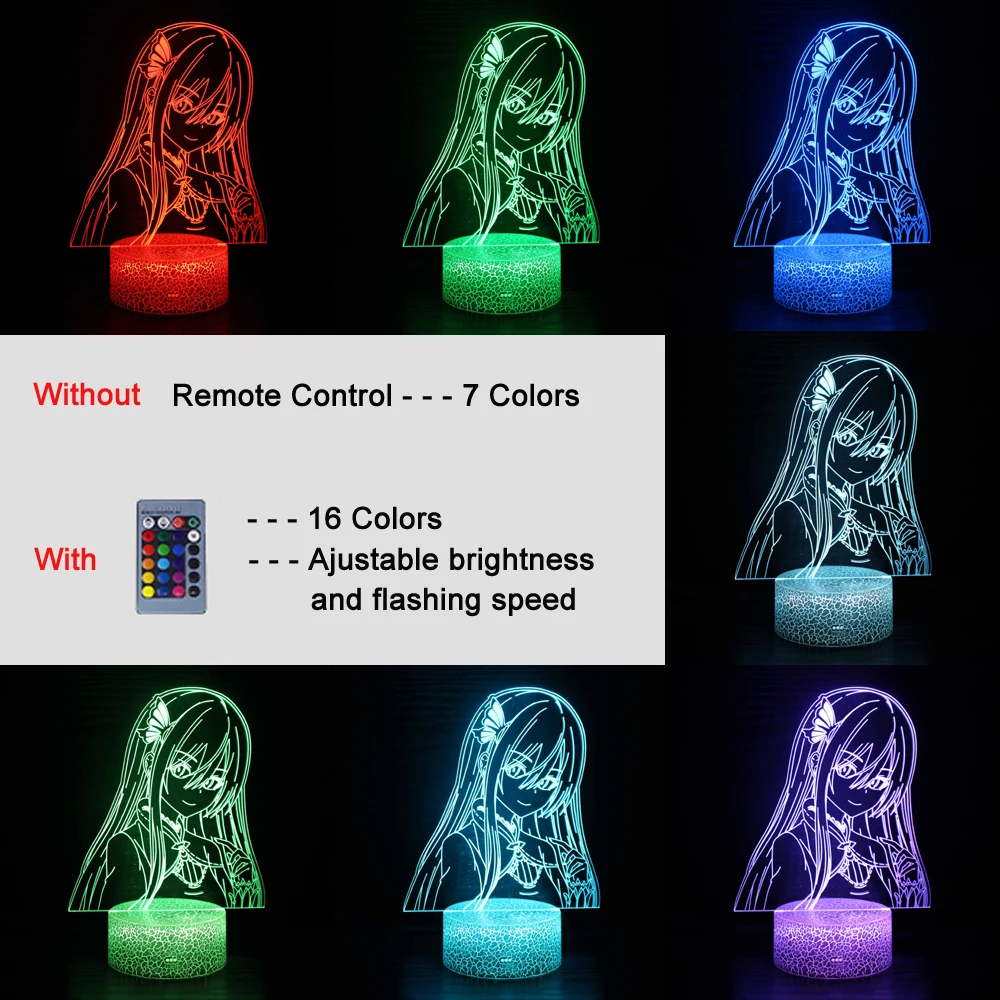 Led Lamp Anime Emilia USB Battery Power Children Night Light Boys Girls Manga Gift Cartoon 3d Table Lamp Bedroom Room Decoration