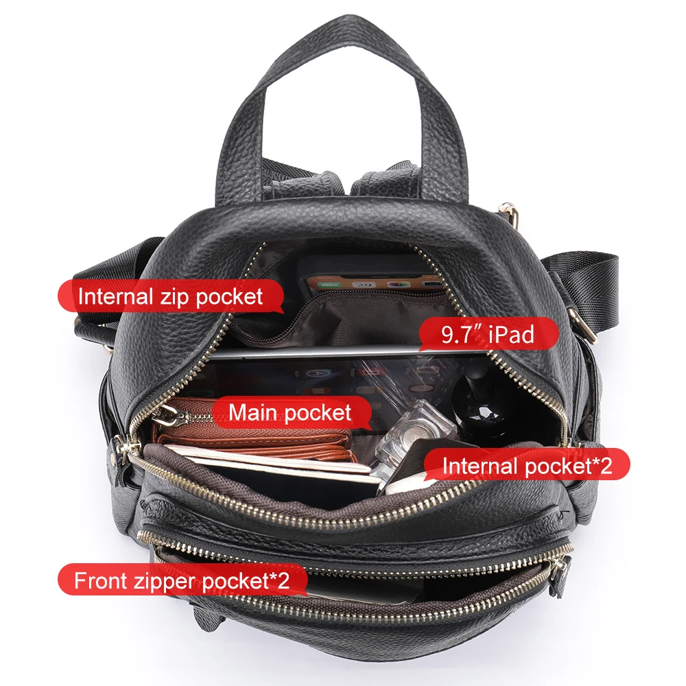 WESTAL Business Leather Backpack Advanced Sense Multi-Pocket Large Capacity Travel Backpack 17 Inch Computer Backpack