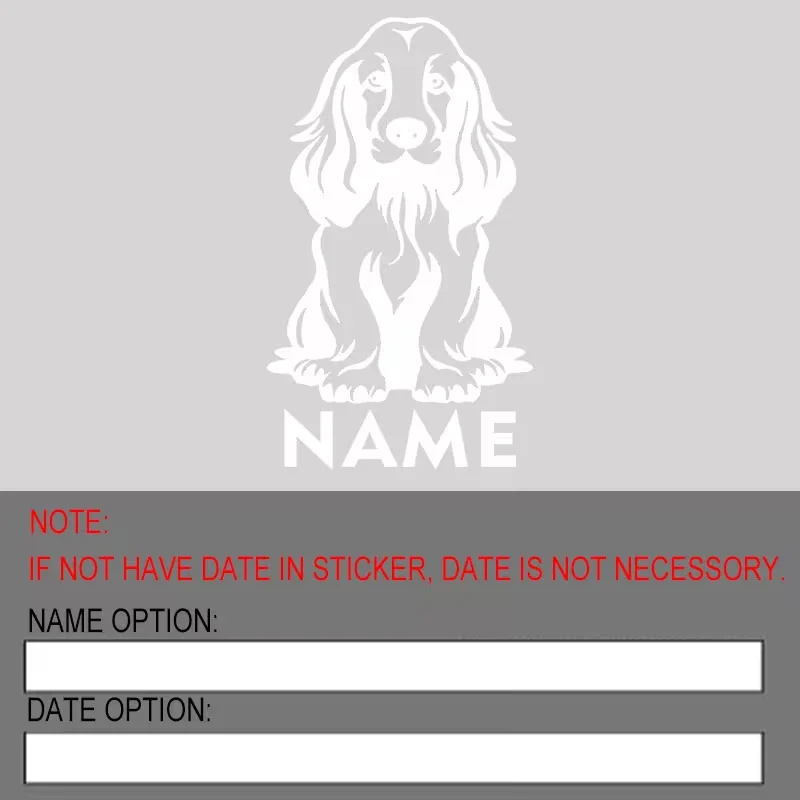 White Custom English Cocker Spaniel Laptops, Water Bottles, Cars, Trucks, Motorcycles, And Vehicles Sticker Personalized Name An