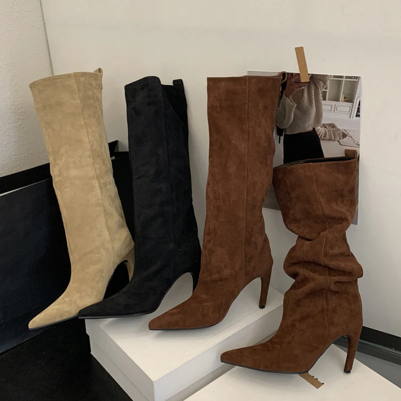 Eilyken Winter Street Style Pointed Toe Knee-High Women Boots Thin Heels Shoes Female Punk Vintage Long Booties Zapatos De Muje image 6