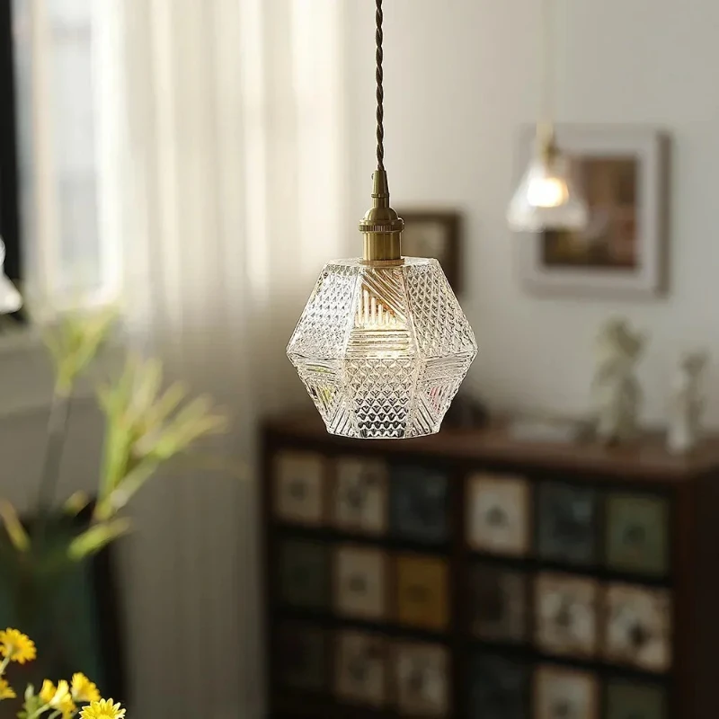 French Romantic Retro Wabi Sabi Style Bedroom Dining Room Transparent Glass Chandelier Balcony Romantic Retro Pendant Lights