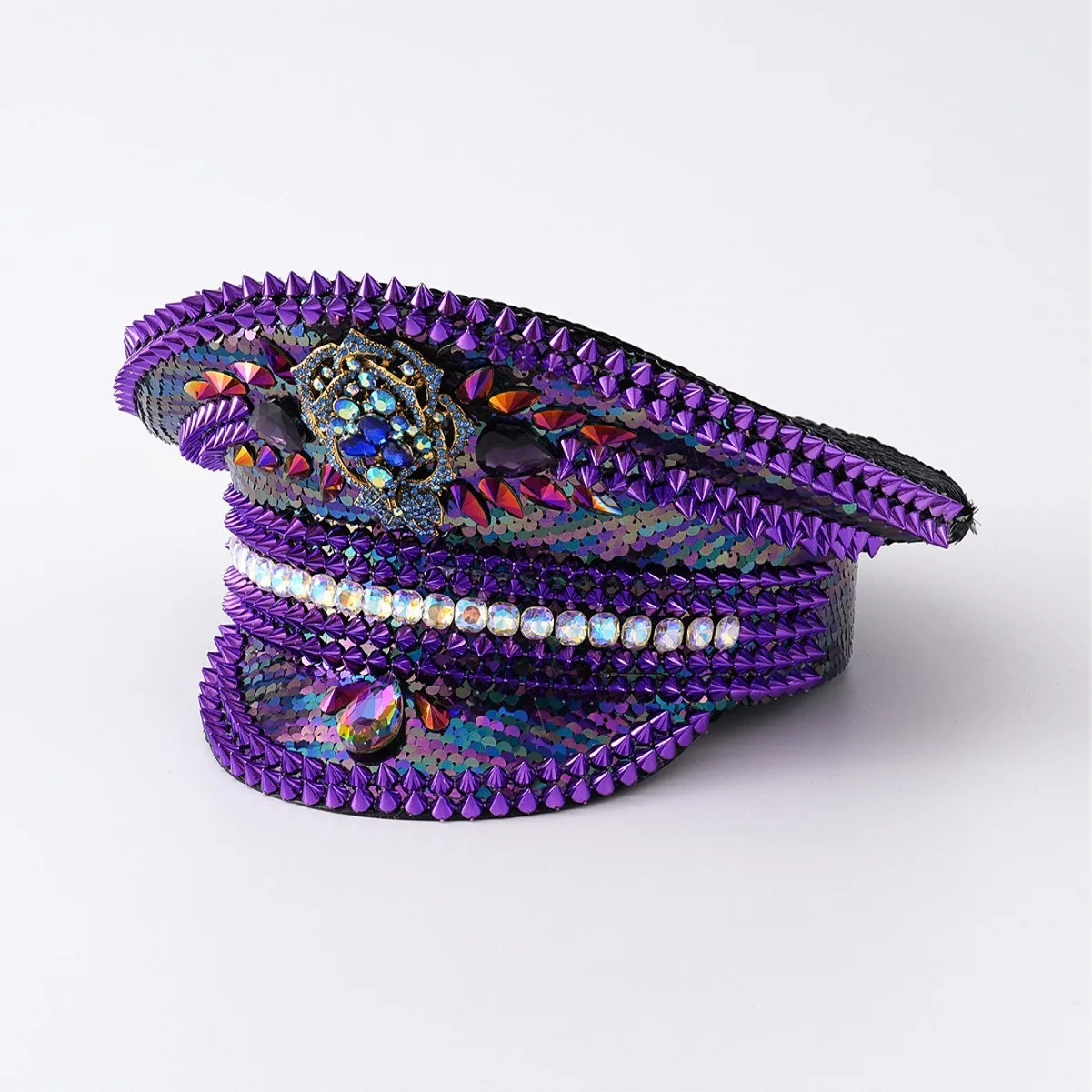 Sequin Rhinestone Steampunk Captain Hat Cosplay Costume Hat for Halloween Christmas New Year Eve Theme Party