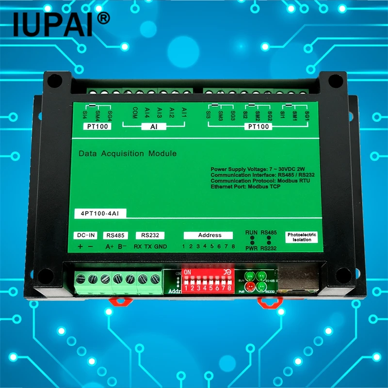 4PT-4AI 4-channel PT100 temperature thermistor acquisition module 4AI input modbus transmission card Ethernet Automation Module