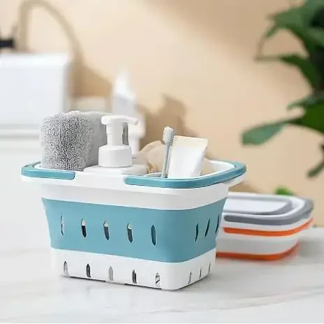 1pc Portable Plastic Folding Laundry Basket Dirty Clothe Washing Bucket Container with Handle Storage Bucket Sorter for Bathroom