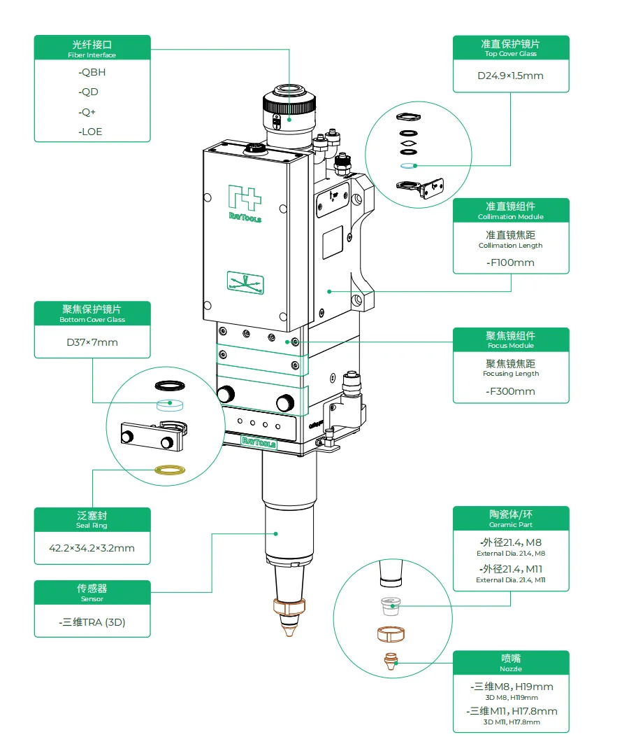 BS12K-3D  Cutting head  for cnc Laser Cutting Machine