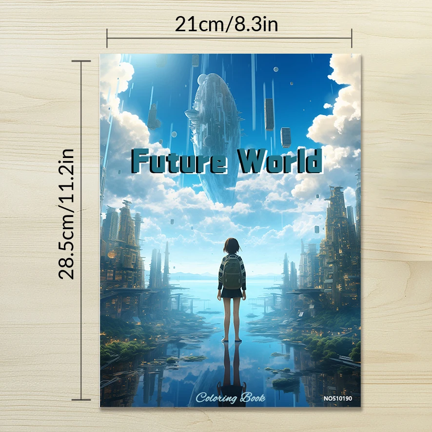 Future World Adult Coloring Book - 8.3x 11.2 Inch 32 Page Coloring Book - Helps Reduce Stress and Ease Emotions