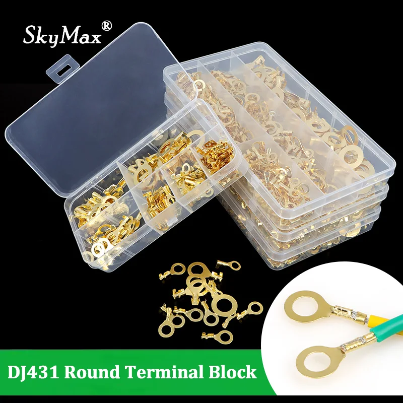 150-540PCS/Set DJ431 Round Terminal Block O-type Lugs Terminals Cold-Pressed Connector Wires Wiring Copper Nose Combination
