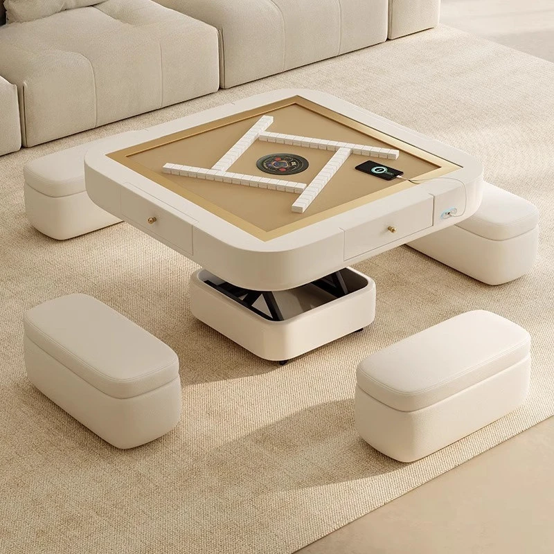 Mahjong table, lift, coffee table, dining table, all-in-one automatic, multi-function, fire