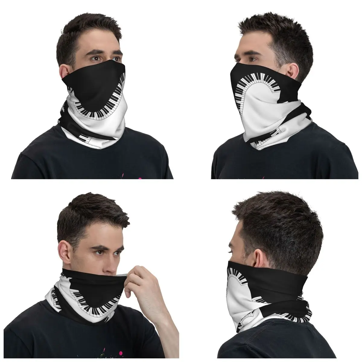 Balaclava impressa multiusos para homens e mulheres, lenço de rosto com bandana, bandana decorativa, teclado de piano musical, adulto