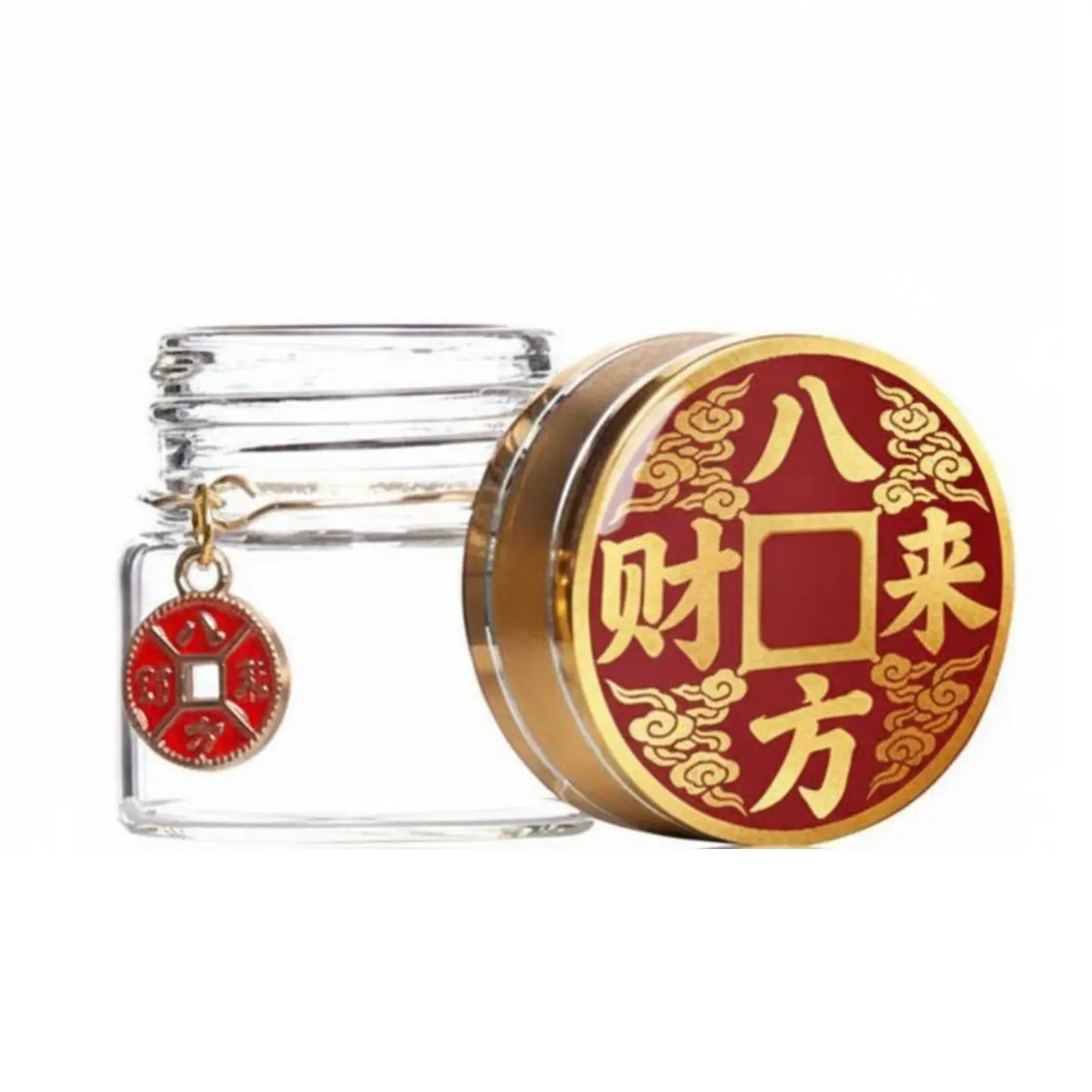 Golden Bead Savings Bottle Symbolizes Fortune Sealed Decorative Glass Bottle Chinese Design Design Mini Glass Storage Jar
