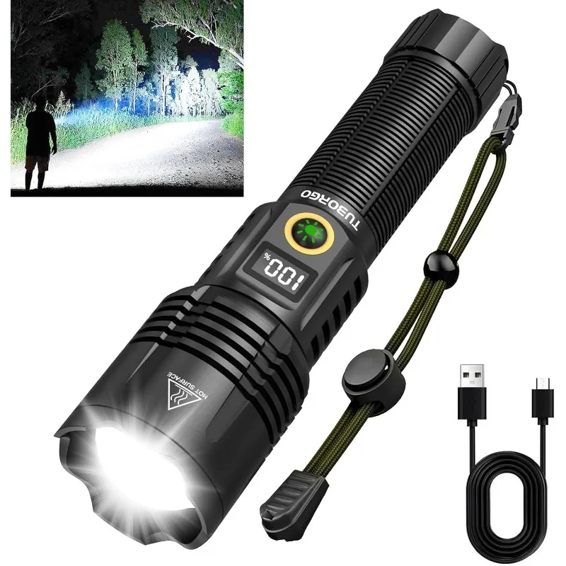 

Rechargeable Flashlights 2200 High lumens, Super Bright LED Tactical Flashlight, Zoomable, IPX6 Waterproof, 6 Modes, Powerful