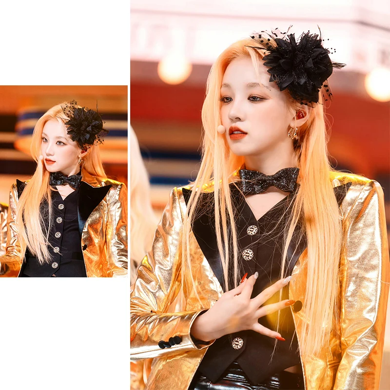 Gold K-pop Idol Outfit Women Concert Outfits Pu Leather 90s Clothes Jazz Dancewear Stage Costume Festival Clothing Rave JL5101