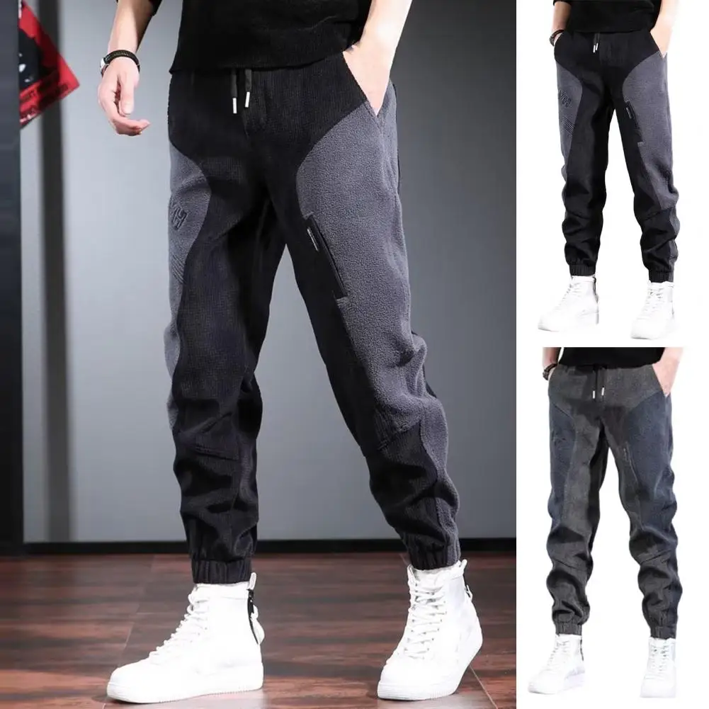 Men Elastic Waist Pants Men's Solid Color Cargo Pants with Ankle-banded Design Drawstring Elastic Waist for Comfortable for Men