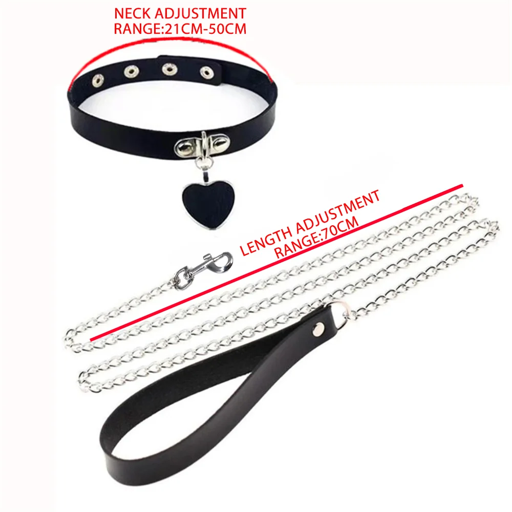 Gothic Harness Women Collar Chain Choker Sexy PU Leather Chain Pendant Collar Choker Necklace Cosplay Accessories For Couples