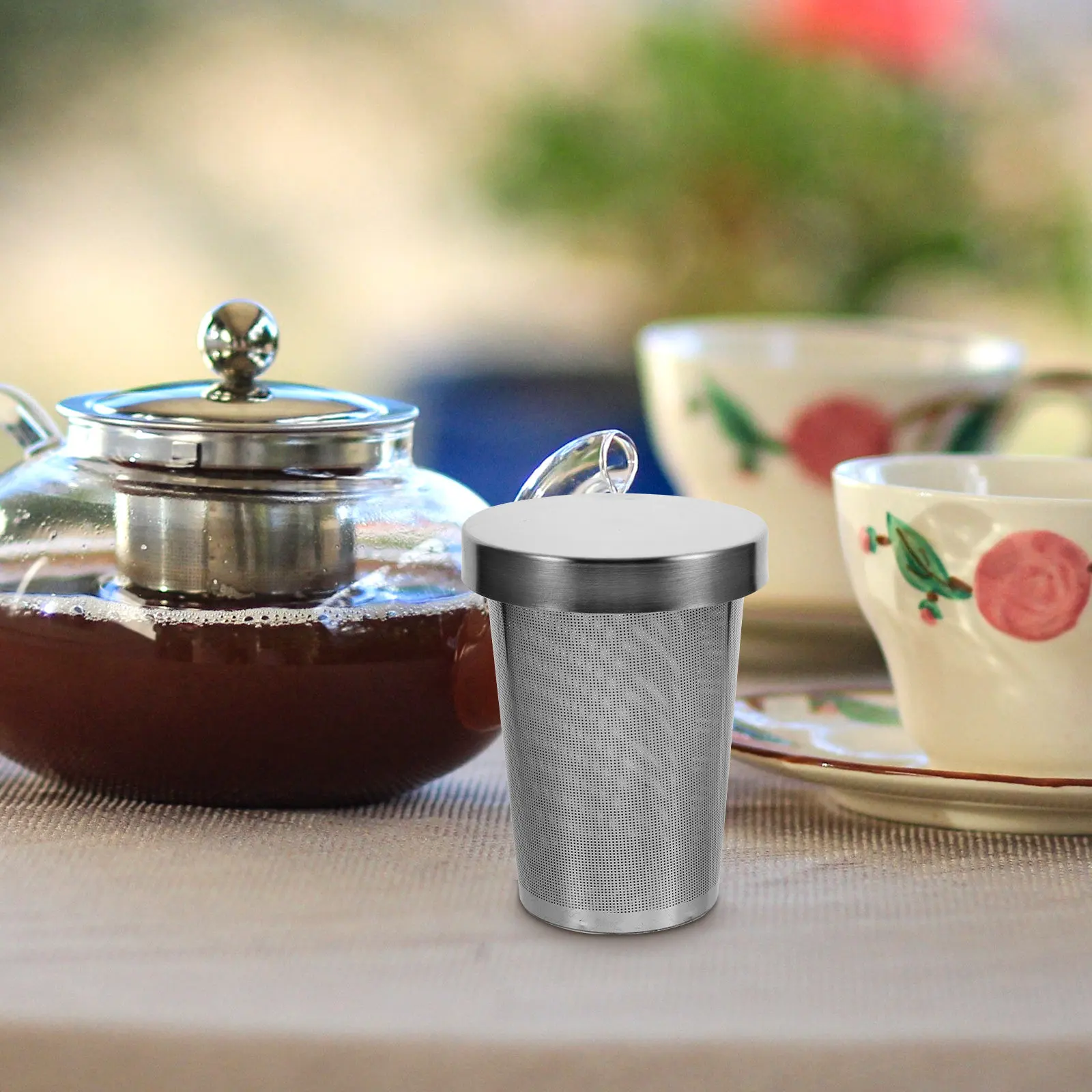 1Set Compact Lightweight Tea Filter Strainer Stainless Steel Mesh Infuser Simple Generous Design for Home Tearoom Restaurant