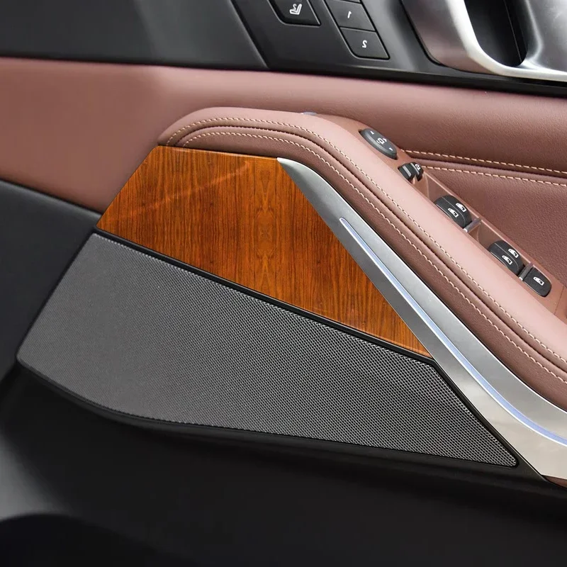 Car Bright Pear Wood Grain Sticker Lifting Window Panel Decal For BMW X5 G05 2019-2023 LHD&RHD Gear Inner Door Protective Film