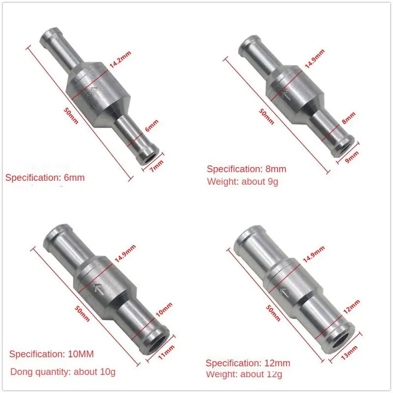 1pc 4/6/8/10/12mm Car Fuel One-way Check Valve Alloy Non-Return Automotive Oil Circuit High-Temperature Resistant Gasoline Diese