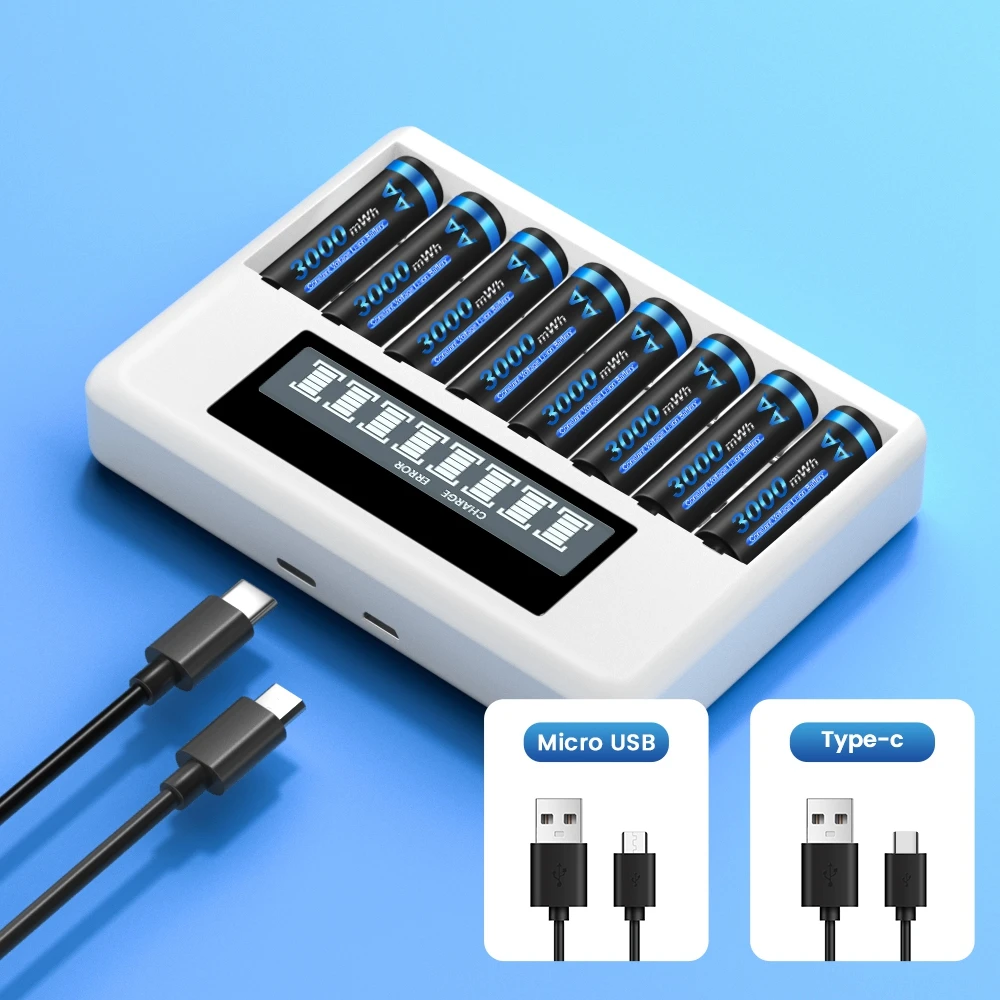 

4-8 Slots 1.5V AA AAA Battery Charger LCD Display Usb Fast Intelligent Charger For 1.5V AA AAA 2A 3A Rechargeable Li-Ion Battery