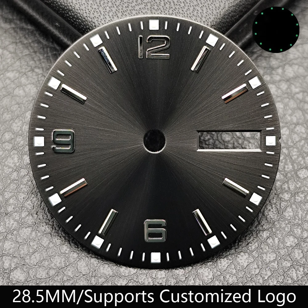 28.5MM dial Dual Calendar Watch Silver/Black/Blue Dial Green Luminous Dial Suitable for NH36 Movement Accessories Watch dial