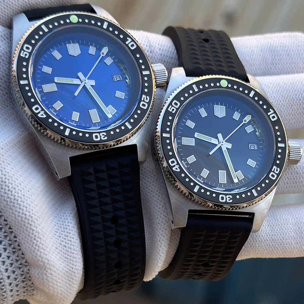 AR القبة الياقوت الزجاج YEJIAOLAN 40 مللي متر تعديل 62MAS NH35A التلقائي 300 متر الغوص الرجال ساعة الصلب الحافة الأخضر مضيئة تاريخ الهاتفي