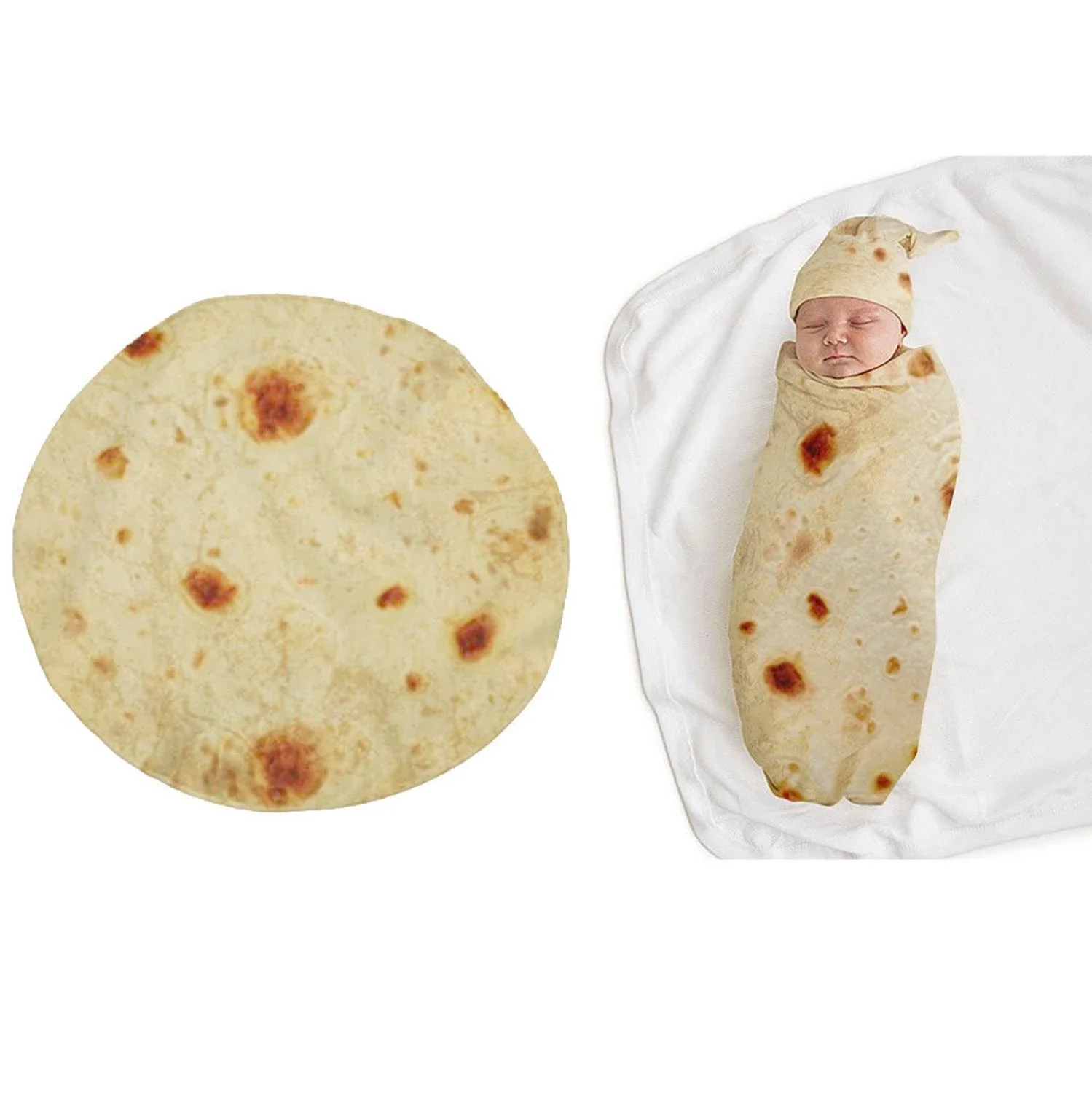 1 Set Burrito Blanket Baby Flour Tortilla Swaddle Winter 100% Flannel Baby Blanket Sleeping Swaddle Wrap +Hat Baby Sheets