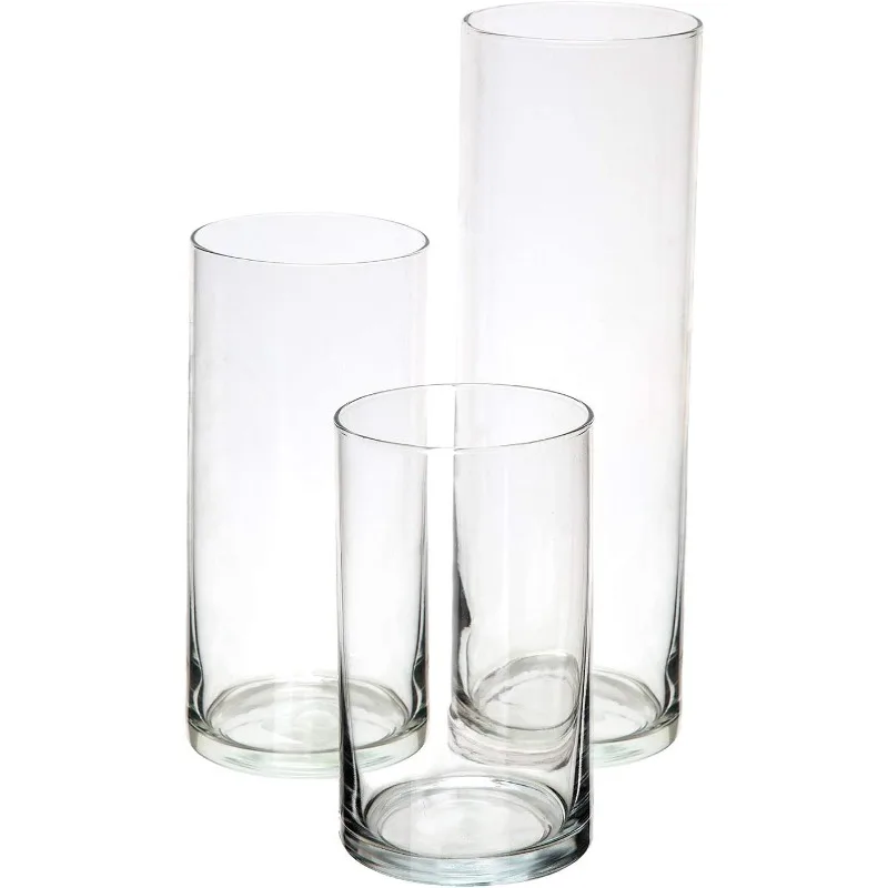 Glass Cylinder Vases for Centerpieces–Set of 3 Clear Hurricane Vases for Wedding,Table Decor,Floating Candles 6