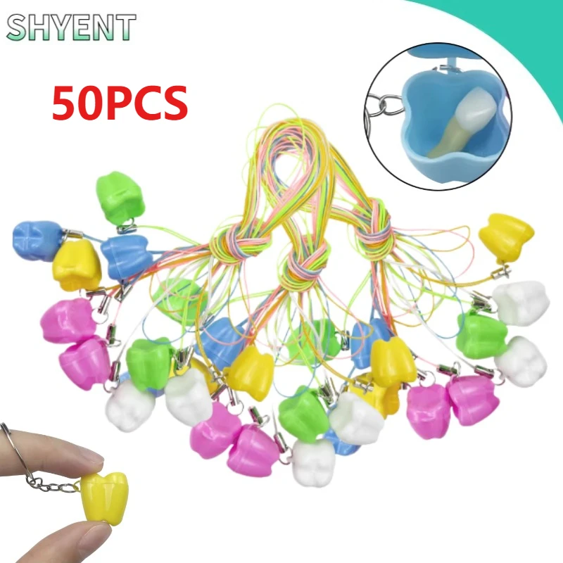 

50PCS Dental Children's Baby Teeth Storage Tooth Box Keychain Colorful Plastic Small Tooth Box Dental Clinic Souvenir Gift