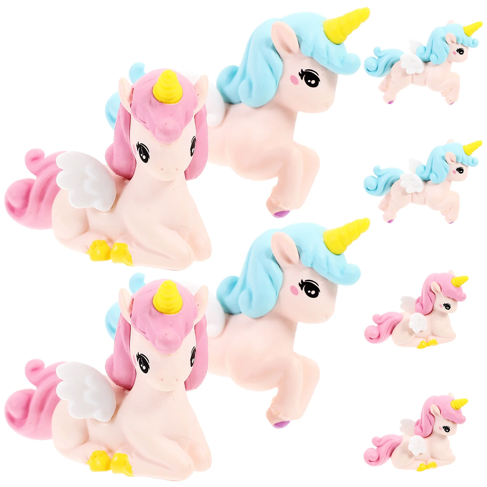 

8 шт. миниатюрный декор из смолы с единорогом, мягкая текстура, украшение для торта, топперы для кексов, домашний сад, аксессуары для микропейзажа