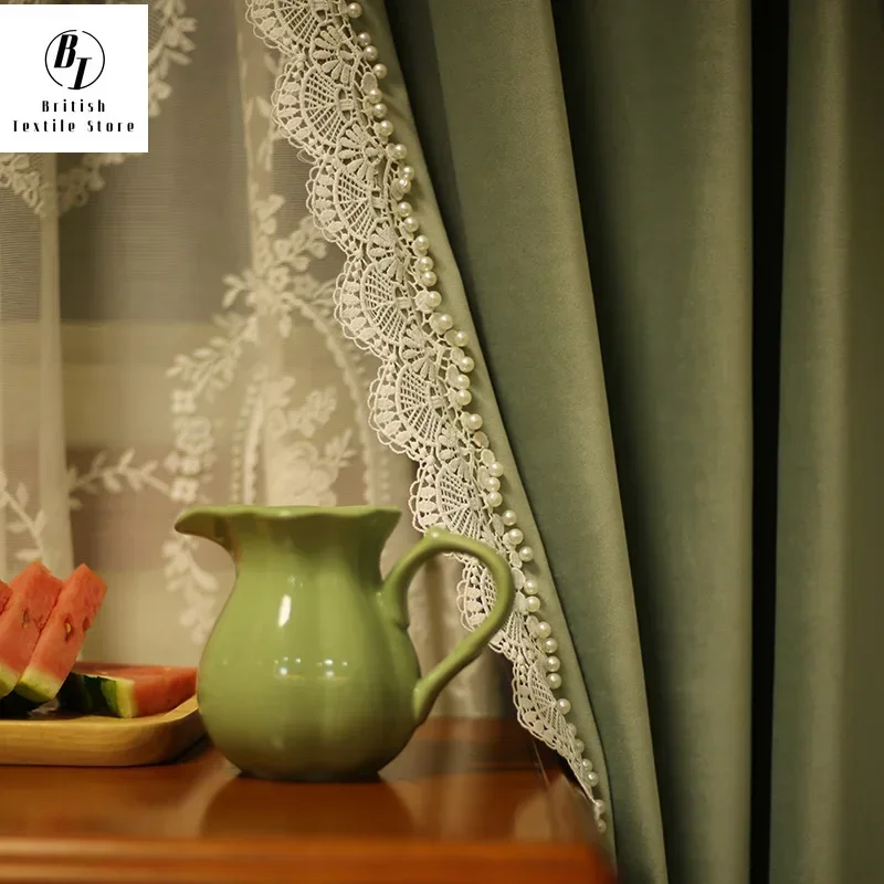 

Light Luxury Velvet Curtains for Living Dining Room Bedroom French American Retro European Style 2023 New Full Blackout Curtains