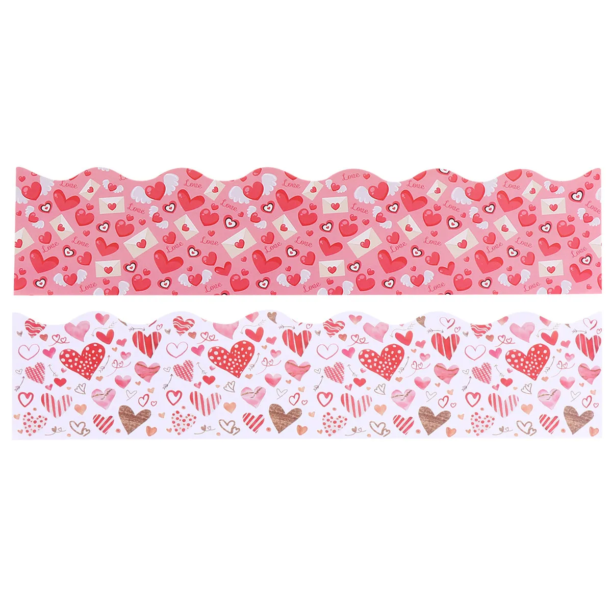 70 Pcs Heart Pattern Stickers Decoration Bulletin Boards Trim Pink and White Border for Wall view 2