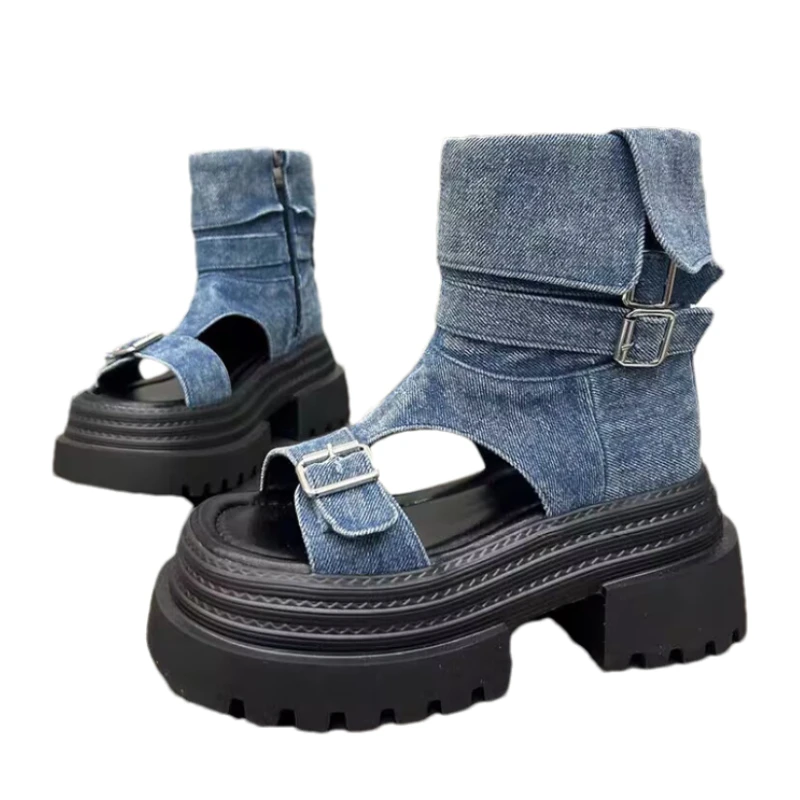 Designer Women's Sandals Flats Cowboy Ankle Shoes Open Toe Platform Summer 2026 New Trend Walking Dress Comfort Mujer Zapatos view 6