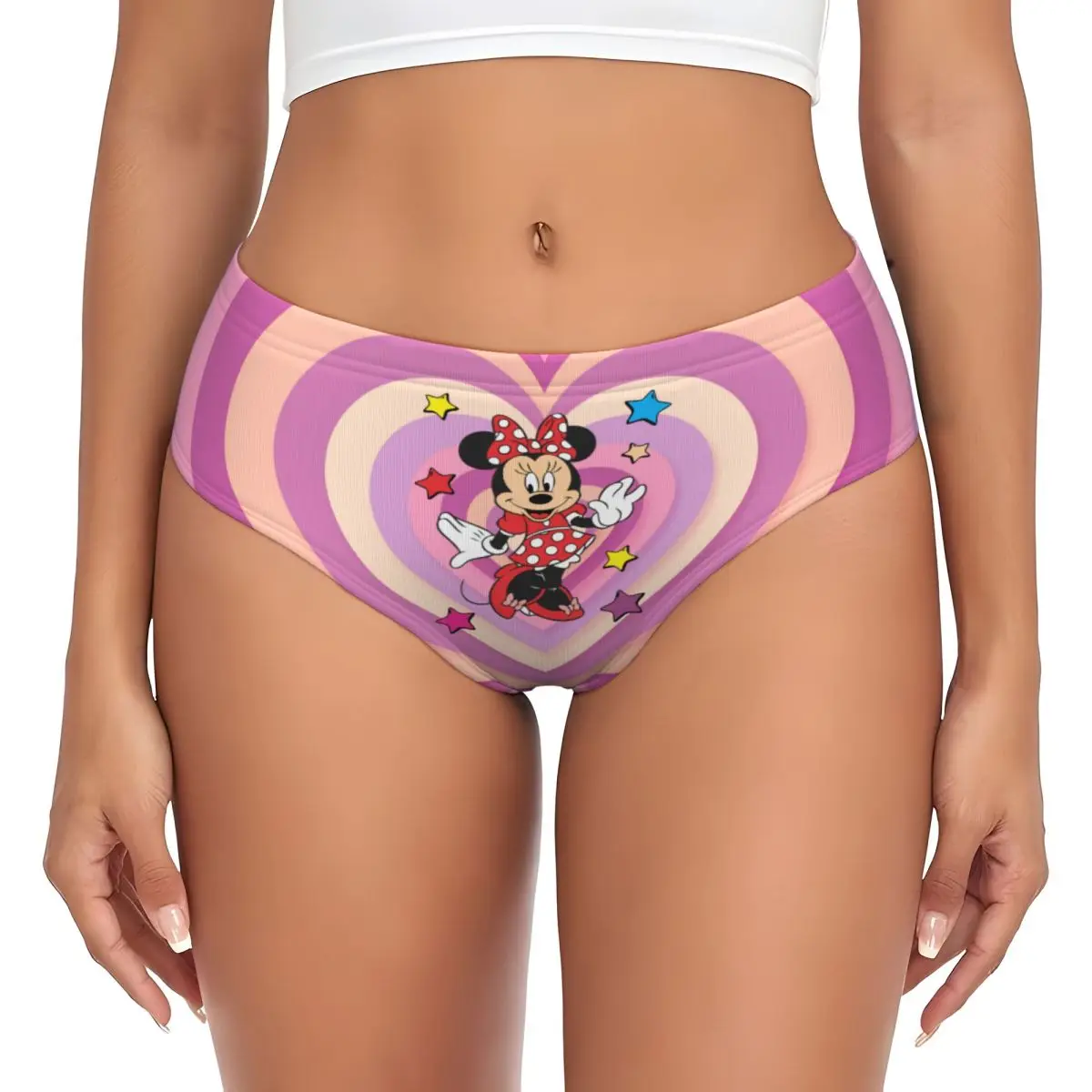 Custom Mickey Mouse Brief Panties Womens Comfort Stretch Underwear Valentine's Day Gifts Underpants