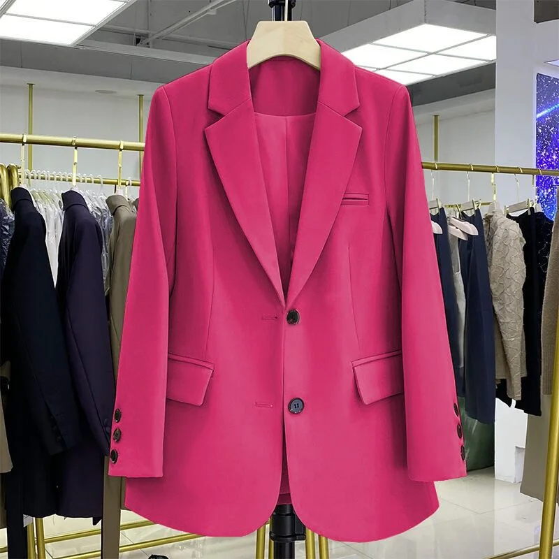 2025 neue Blazer Frauen Mantel Frühjahr Neue Büro Dame Blazer Frauen Vintage Casual Lose Koreanische Version Kleine Anzug Jacke 20 farben