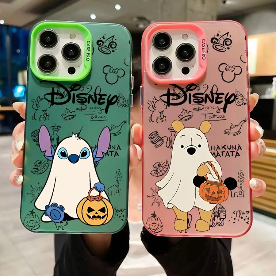 Colorful Silver Case for Apple iPhone 11 13 15 Pro Max 14 Plus 12 16 Silicone Phone Cover Shockproof Funda Halloween Stitch