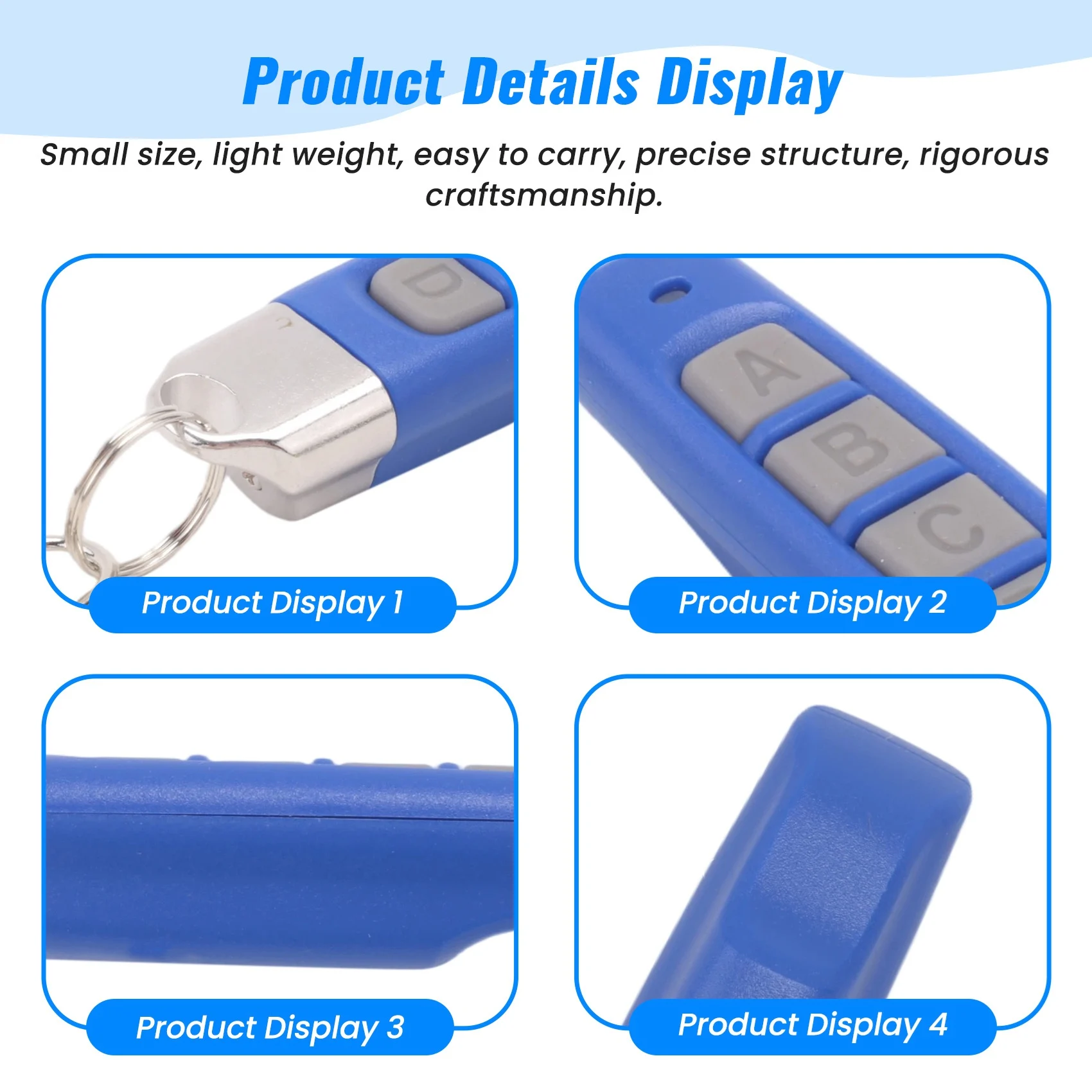Y47A 433MHz RF Remote Control, Compact Wireless Duplicator for Garage Doors for Gates, Easy Programming, Portable Blue ABS, for