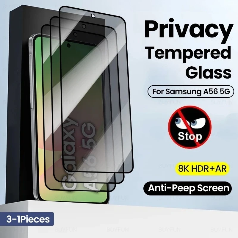 For Samsung Galaxy A56 5G Glass 3-1Pcs Privacy Tempered Glass SamsungA56 A 56 36 26 16 17 5G 4G Anti-Peep Screen Protectors Film