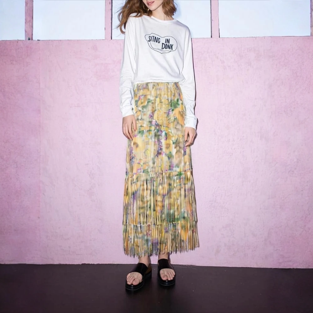 

Miyake Pleated Skirt, Summer New Floral Fringe Skirt, Hanging Feeling, Slimming Temperament, Age Reducing A-line Pleated Skirt