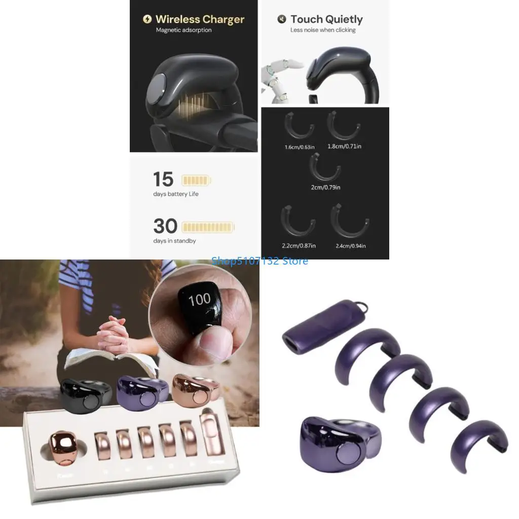 

87HD User Friendly Digital Screen Prayer Rings With Vibration Alerts 5 in 1 Design For Multiple Size Track Up To 99999 Count